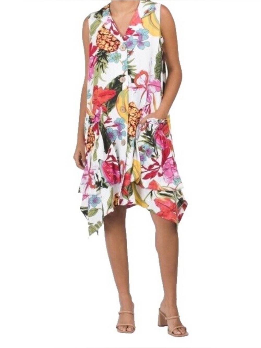 For Cynthia Tropical Linen Blend Dress